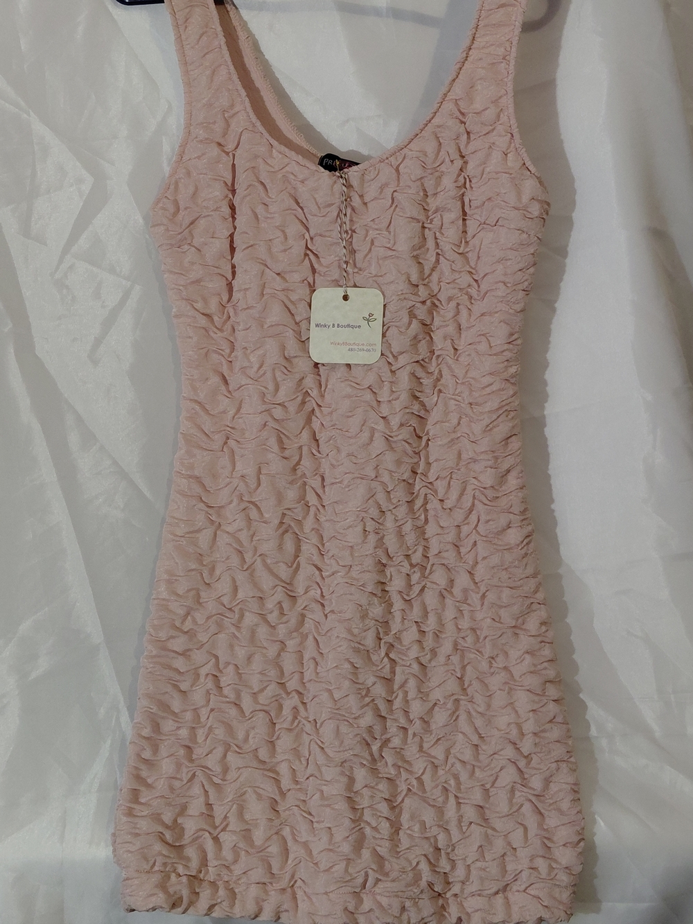 Winky B Boutique Pink Ruched Mini Dress